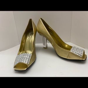 J Renee crystal and gold heels